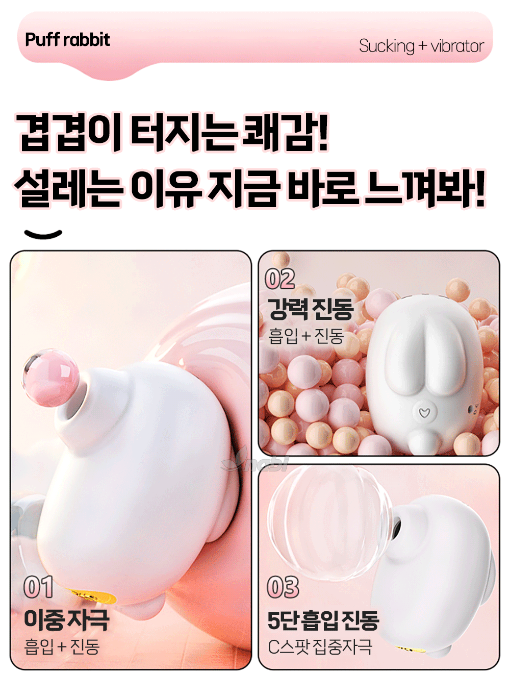 나비 퍼프 래빗 바이브 (5단 흡입/10단 진동)